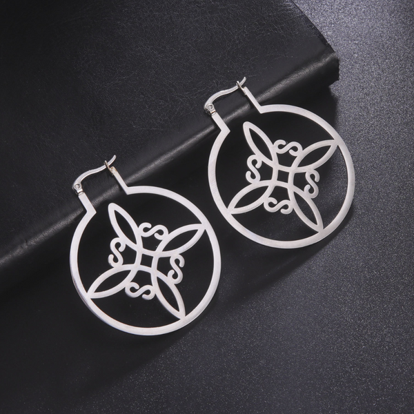 NUDO DE BRUJA (WITCH KNOT) 50MM HOOP EARRINGS STAINLESS STEEL