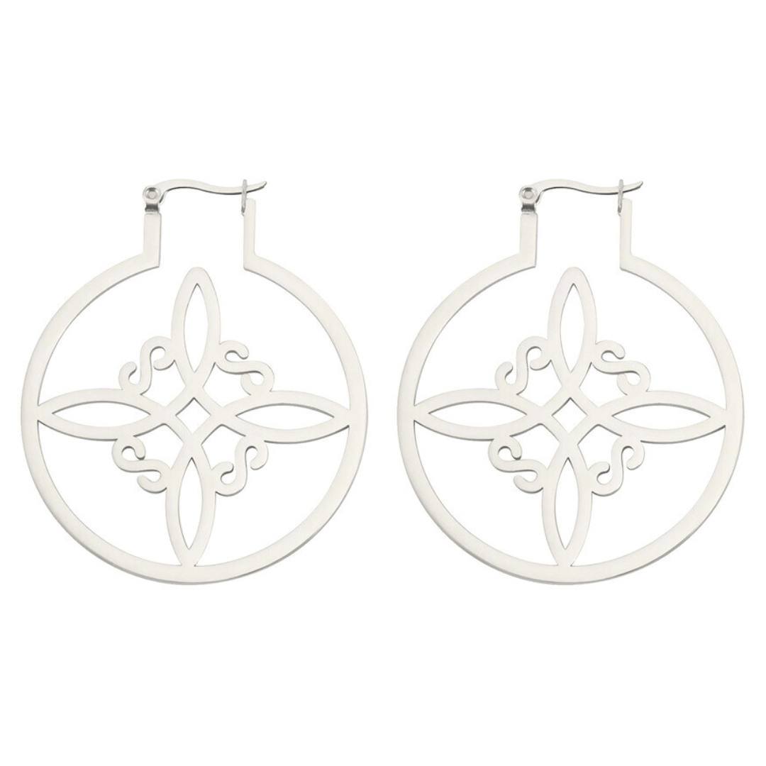 NUDO DE BRUJA (WITCH KNOT) 50MM HOOP EARRINGS STAINLESS STEEL