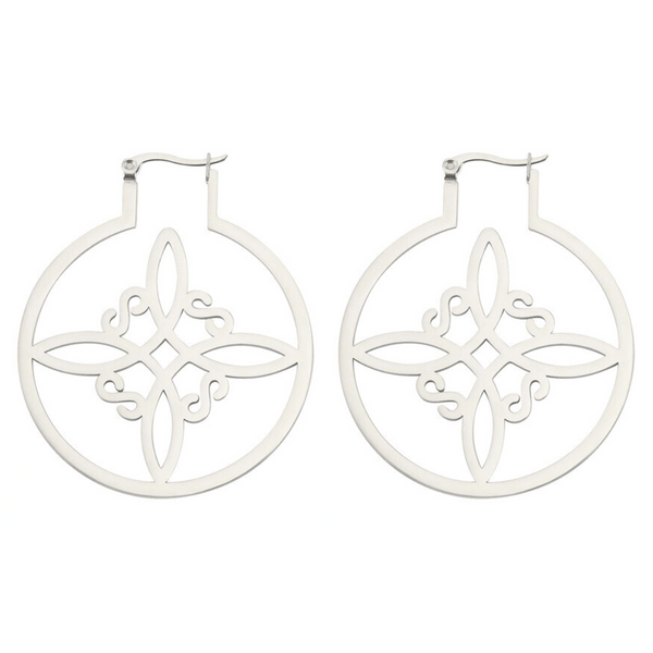 NUDO DE BRUJA (WITCH KNOT) 50MM HOOP EARRINGS STAINLESS STEEL