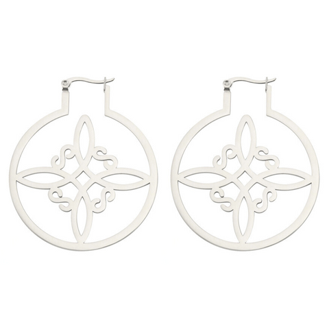 NUDO DE BRUJA (WITCH KNOT) 50MM HOOP EARRINGS STAINLESS STEEL