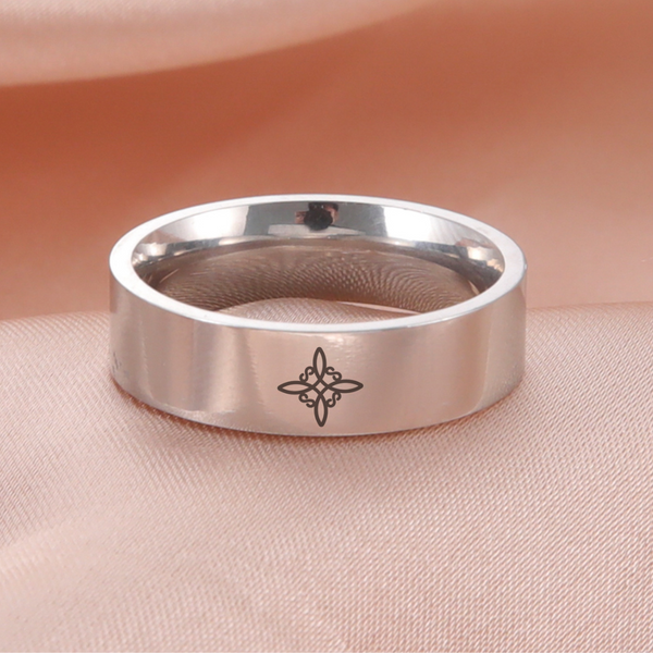 NUDO DE BRUJA (WITCH KNOT) ENGRAVED BAND RING STAINLESS STEEL