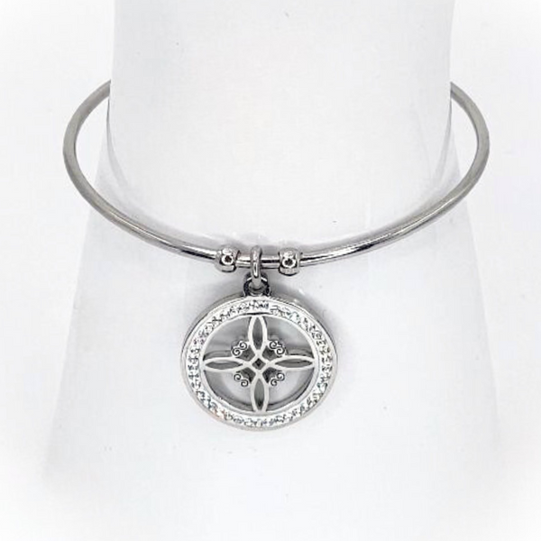 WITCH KNOT CHARM OPEN BANGLE STAINLESS STEEL