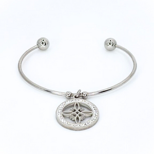 WITCH KNOT CHARM OPEN BANGLE STAINLESS STEEL