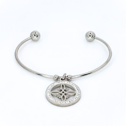 WITCH KNOT CHARM OPEN BANGLE STAINLESS STEEL