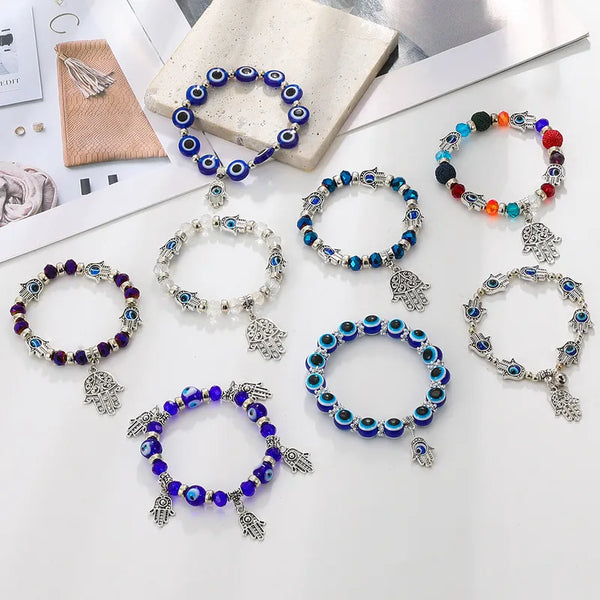 HAMSA HAND EVIL EYE STRETCH FASHION BRACELET