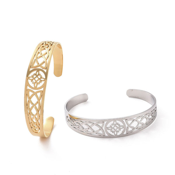 NUDO DE BRUJA OPEN ADJUSTABLE BANGLE STAINLESS STEEL