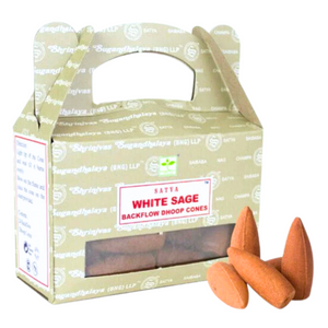 SATYA WHITE SAGE BACKFLOW CONES INCENSE (24 CONES)