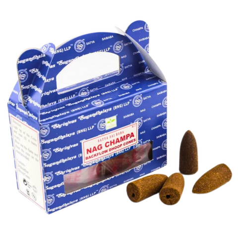 SATYA NAG CHAMPA BACKFLOW CONES INCENSE (24 CONES)