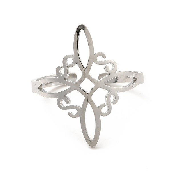 NUDO DE BRUJA (WITCH KNOT) STAINLESS STEEL OPEN ADJUSTABLE RING