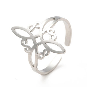 NUDO DE BRUJA (WITCH KNOT) STAINLESS STEEL OPEN ADJUSTABLE RING