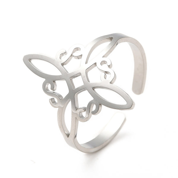 NUDO DE BRUJA (WITCH KNOT) STAINLESS STEEL OPEN ADJUSTABLE RING