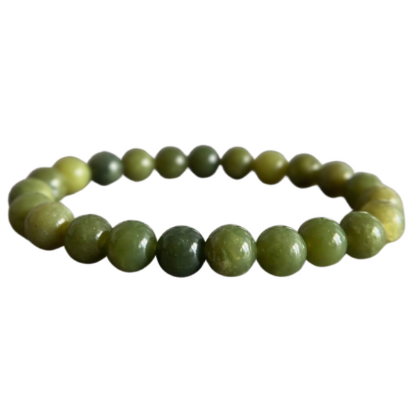 NEPHRITE JADE 8MM SMOOTH ROUND STRETCH BRACELET