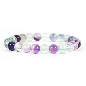 RAINBOW FLUORITE 8MM SMOOTH ROUND STRETCH BRACELET